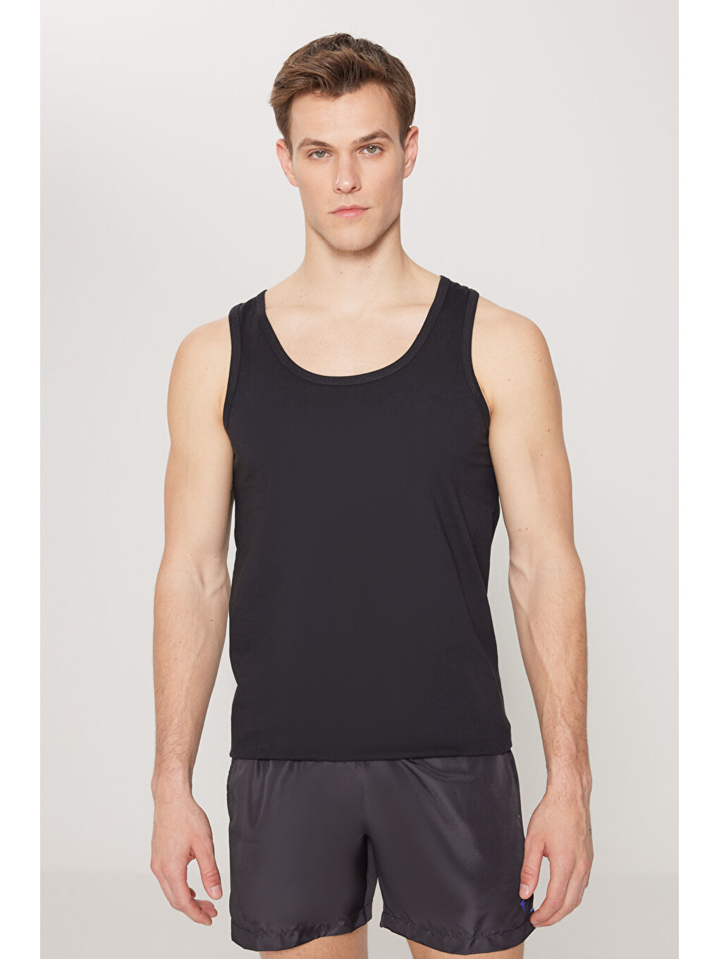 Erkek Siyah Premium %100 Pamuk 2'li Paket Atlet-2