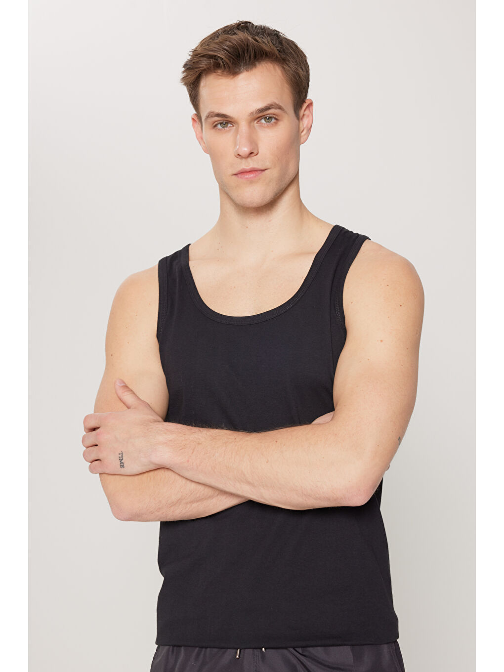 Erkek Siyah Premium %100 Pamuk 2'li Paket Atlet-3