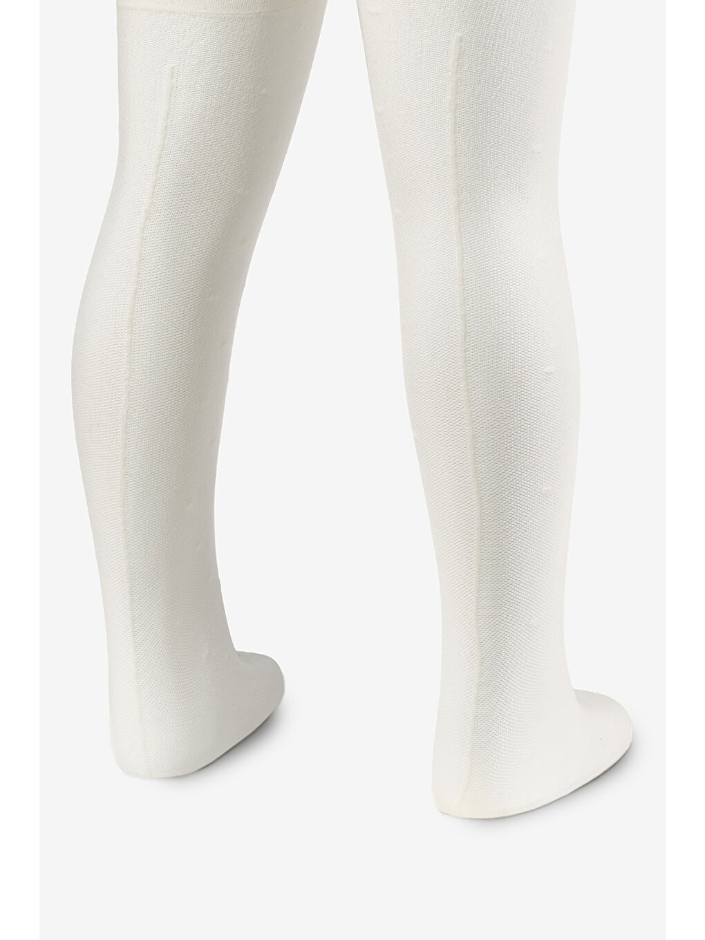 Ekru Çizgili ve Puanlı Kız Çocuk Külotlu Çorap-1