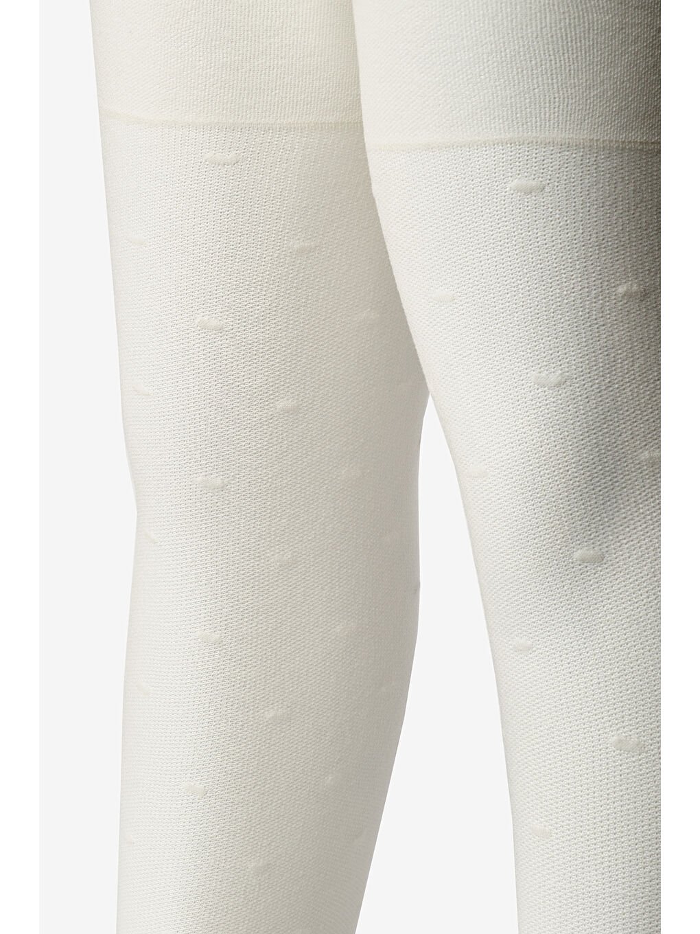 Ekru Çizgili ve Puanlı Kız Çocuk Külotlu Çorap-2