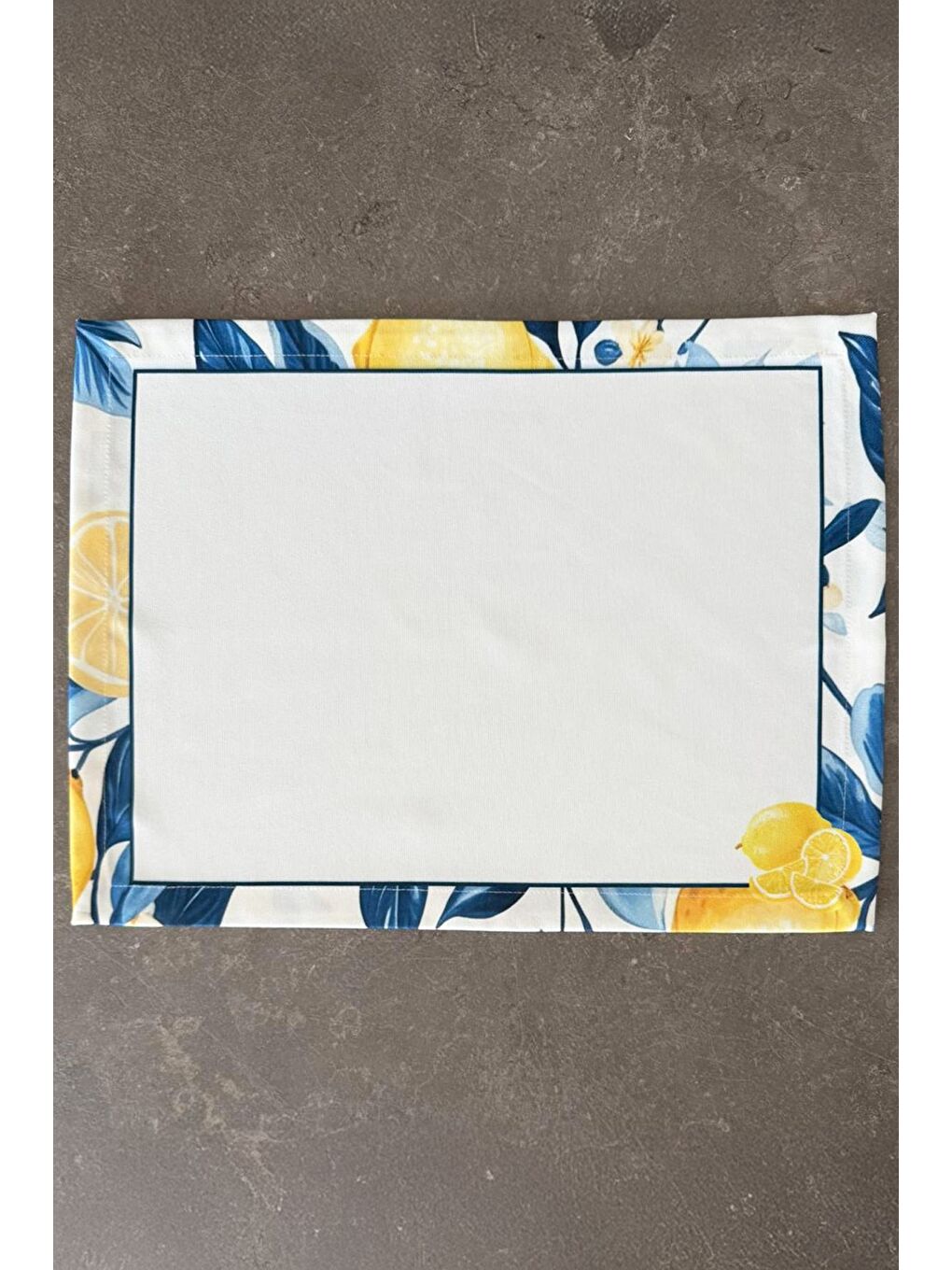 Solim Akdeniz Esintili Limon Desen 1 Adet Amerikan Servis – Sarı/Mavi/Beyaz – 45x35 cm-1