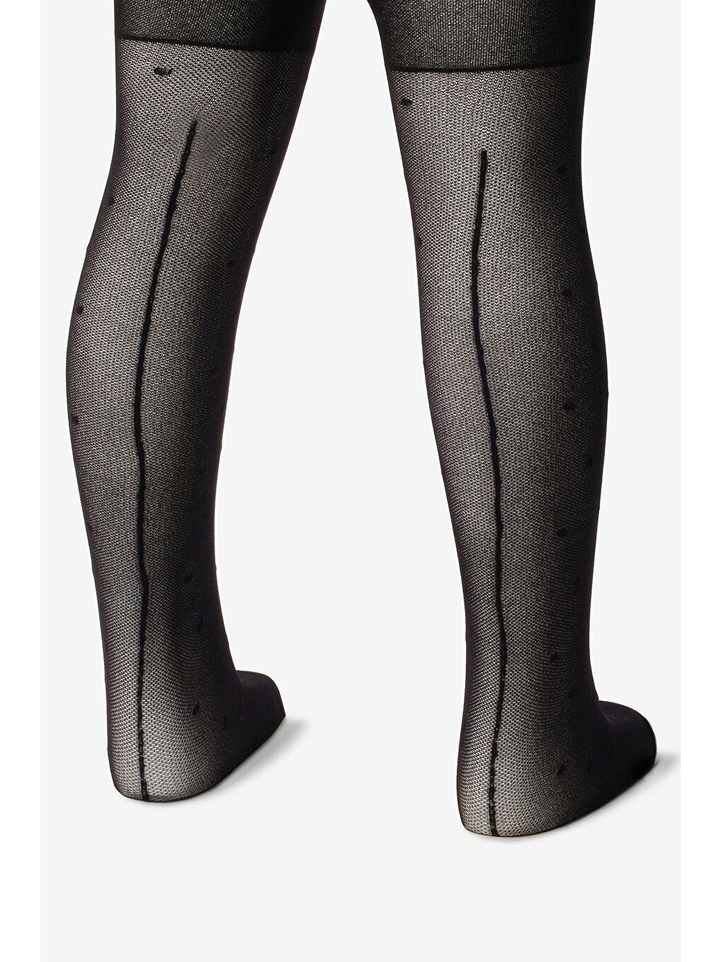 Siyah Çizgili ve Puanlı Kız Çocuk Külotlu Çorap-1