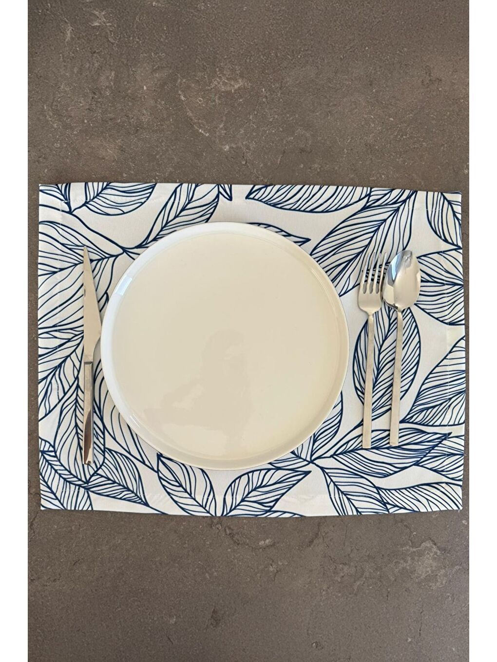 Vireo Yaprak Desen 1 Adet Amerikan Servis - Mavi/Beyaz 45x35-1