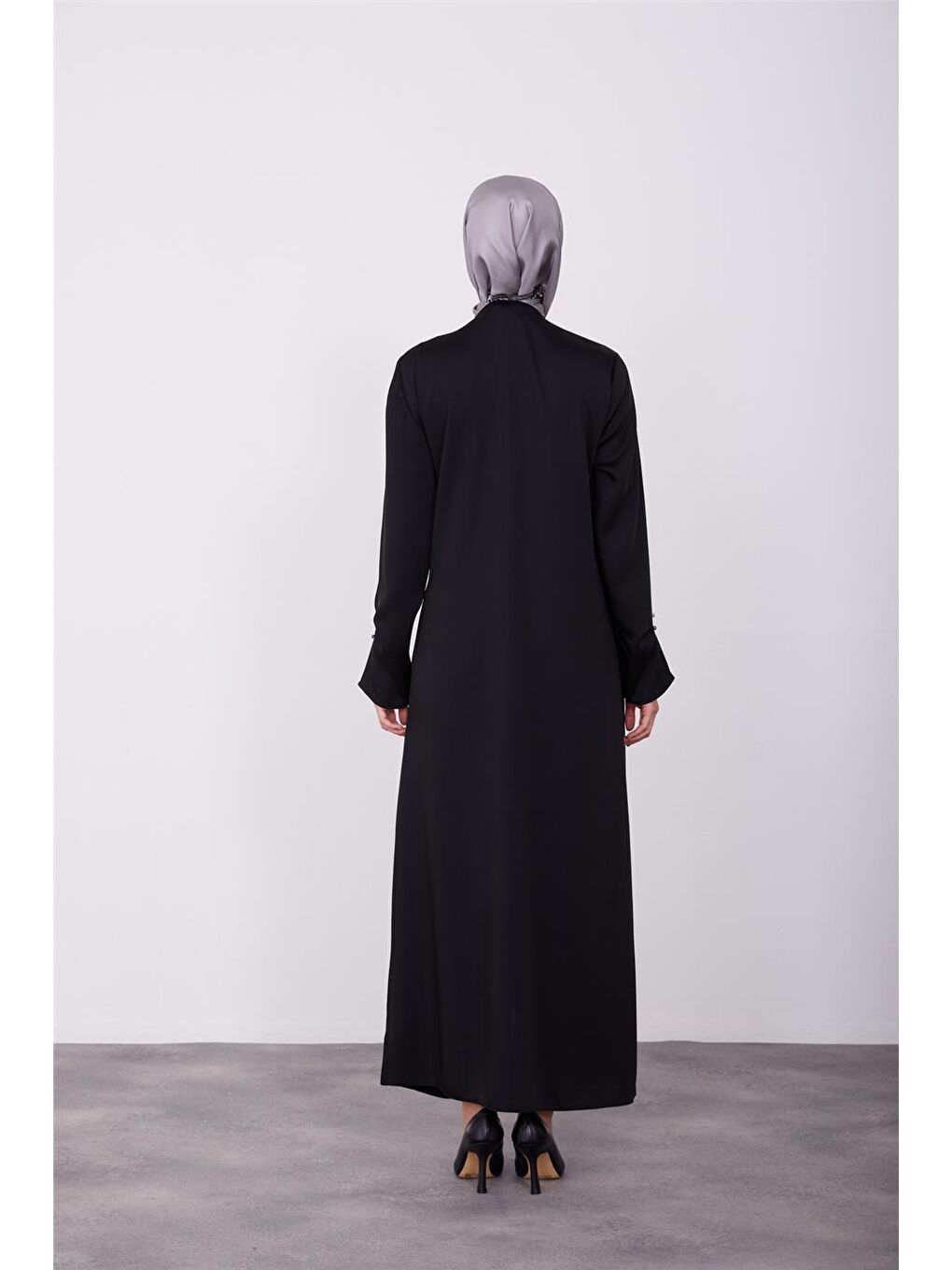 Siyah Lı Fermuarlı Ferace 23K8402-3