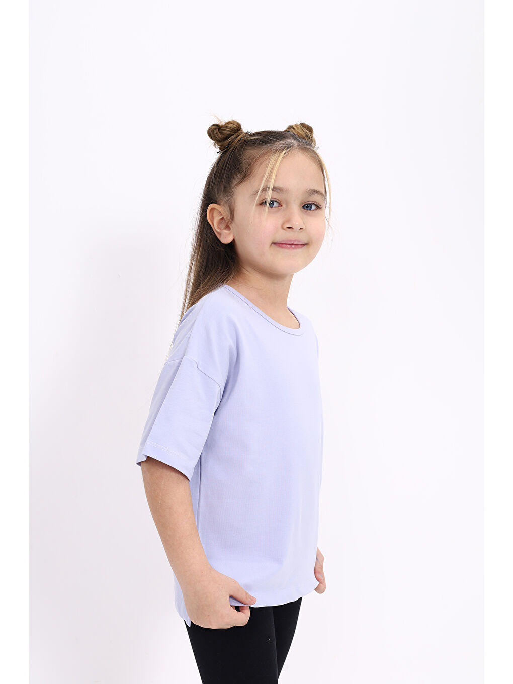 Mavi Kız Çocuk Baskılı Tişört-1