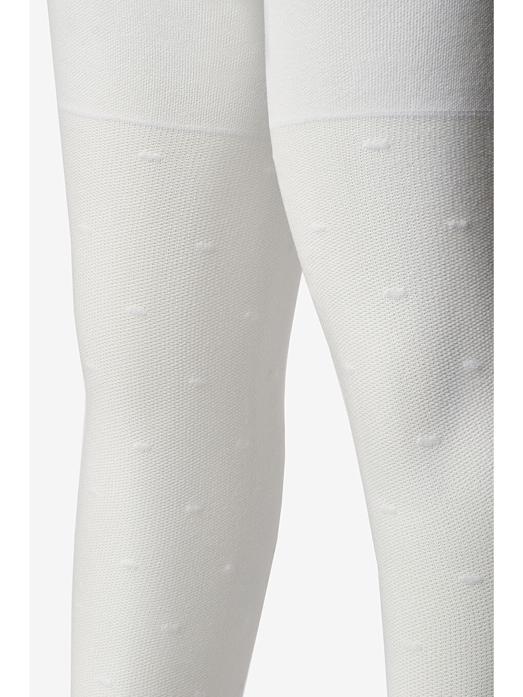 Beyaz Çizgili ve Puanlı Kız Çocuk Külotlu Çorap-2