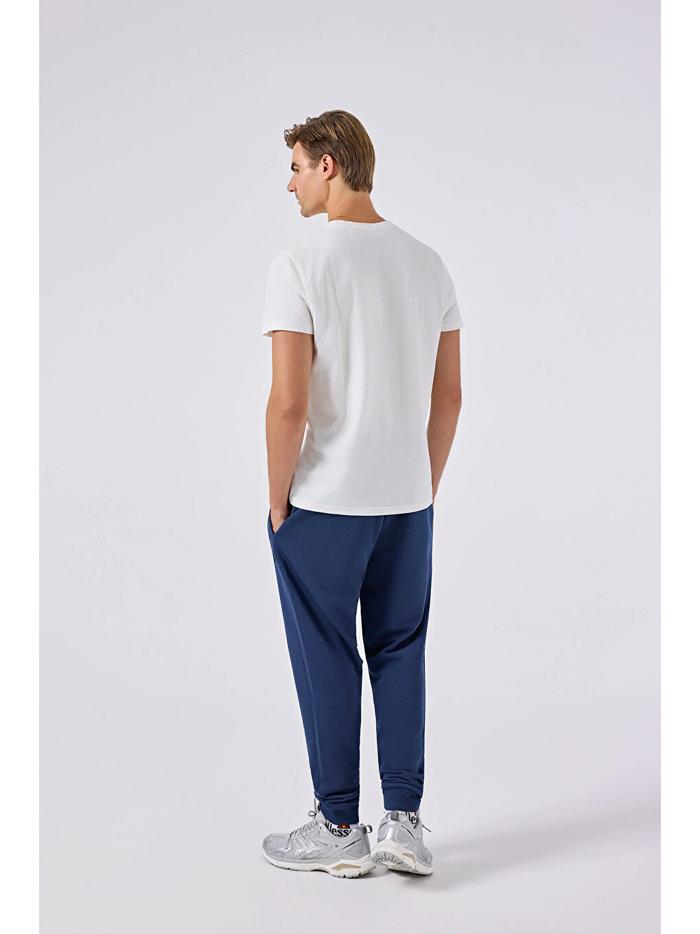 Beyaz Logolu % 100 Pamuk Regular Fit Bisiklet Yaka T Shirt 6SM5017-OF-3