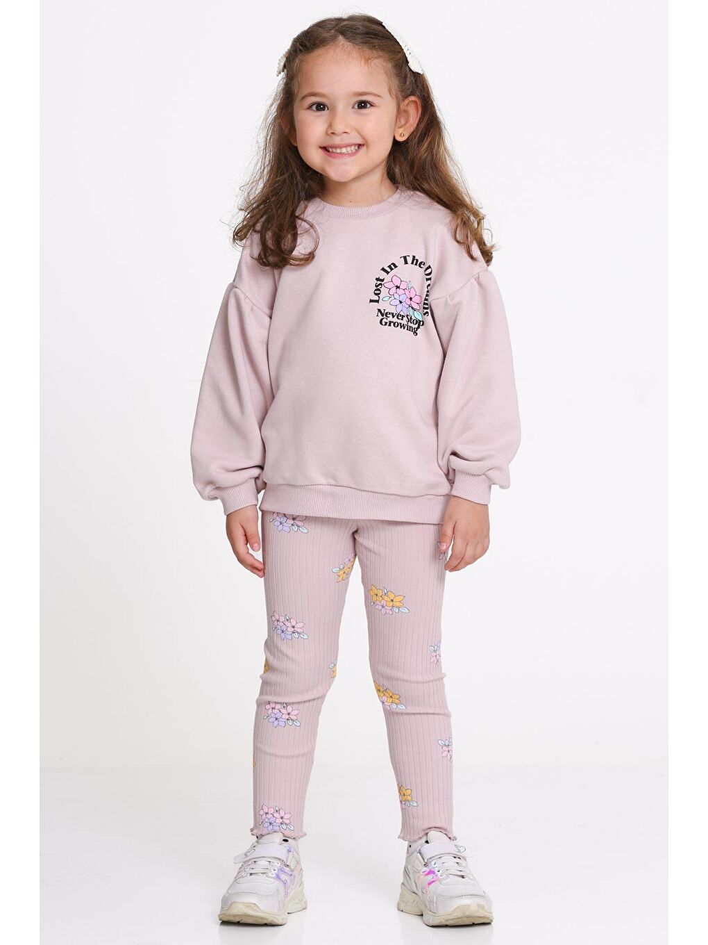 Pembe Kız Çocuk Gül Kurusu Lost In The Dreams Baskı 1-5 Yaş Takım - 23274-3-1