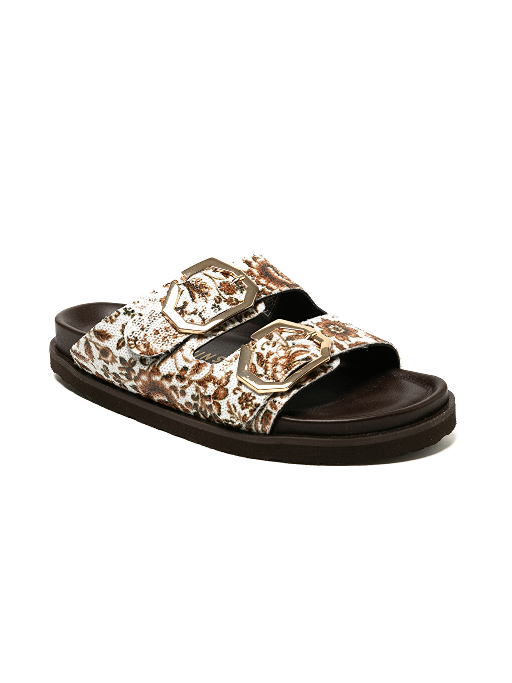 Kahverengi Kadın Terlik GALIA G106359 Vegan Tile Camel-1