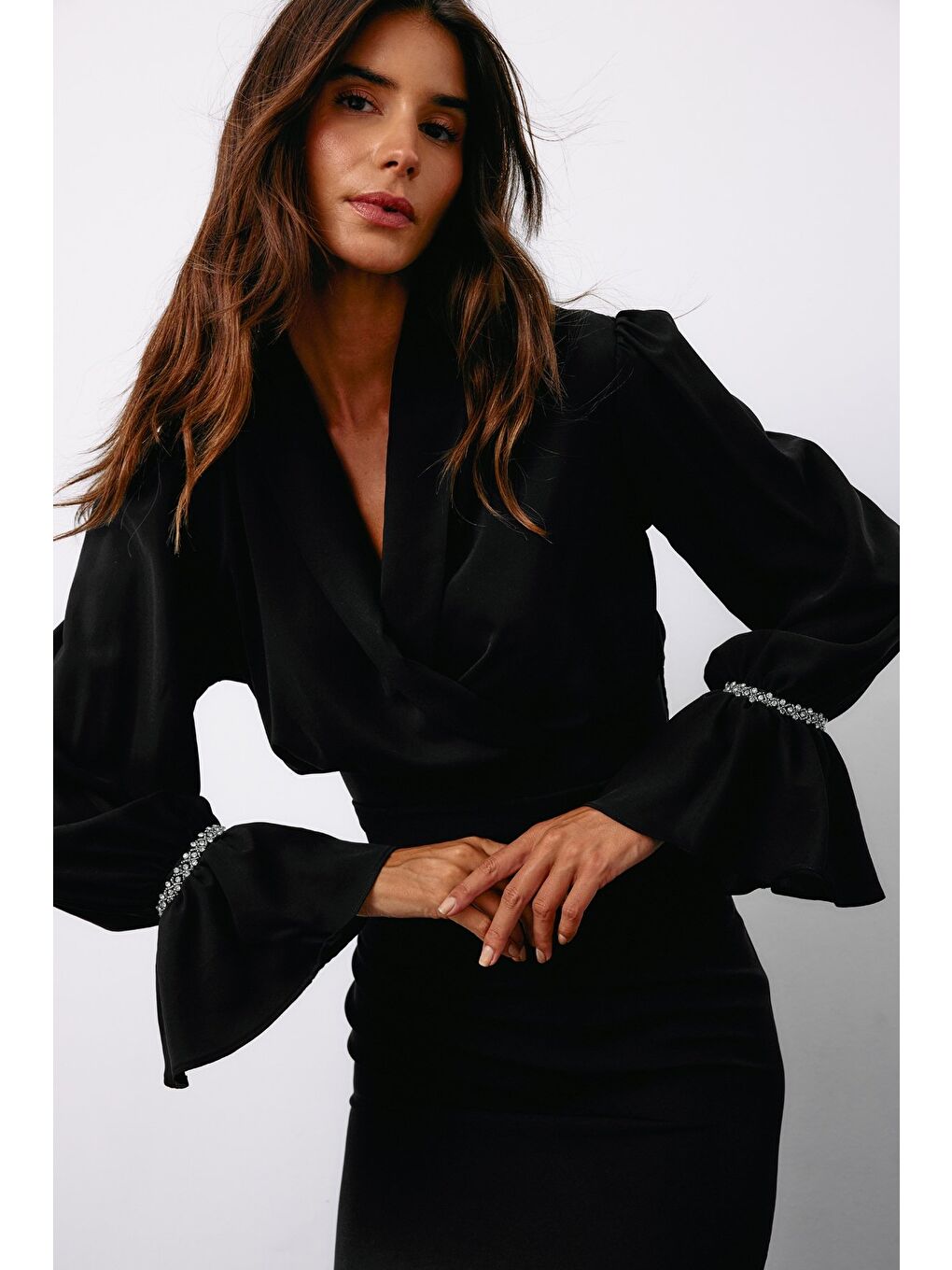 Aksesuar Detaylı Bluz - Siyah-3