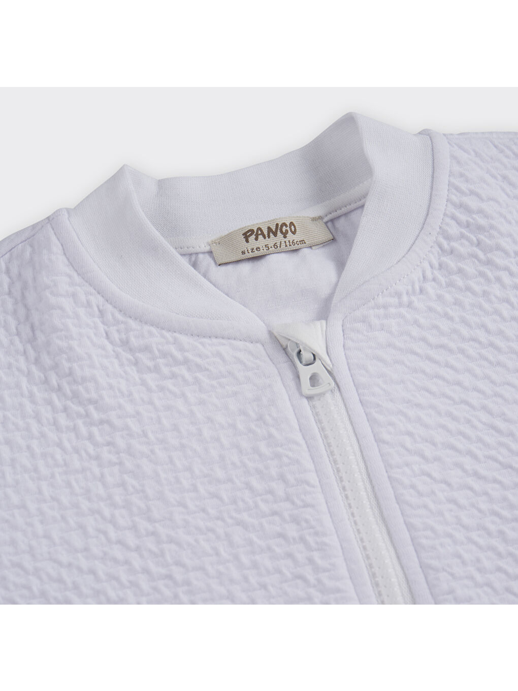 Beyaz Kız Çocuk Dokulu Fermuarlı Sweatshirt-2