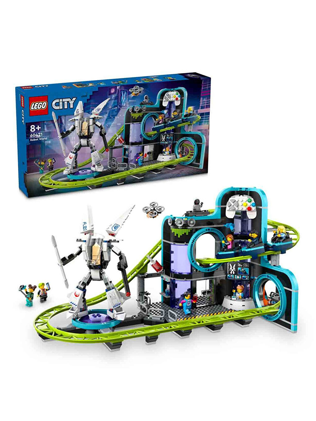 Lego Renksiz City Robot Dünyası Hız Treni Parkı Oyuncağı 60421