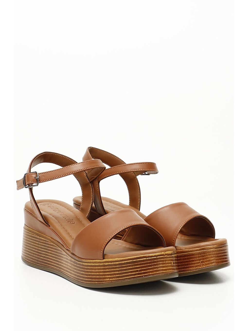 Kahverengi TABA-BEJ  Dolgu Topuklu Kadın Sandalet 35708-1
