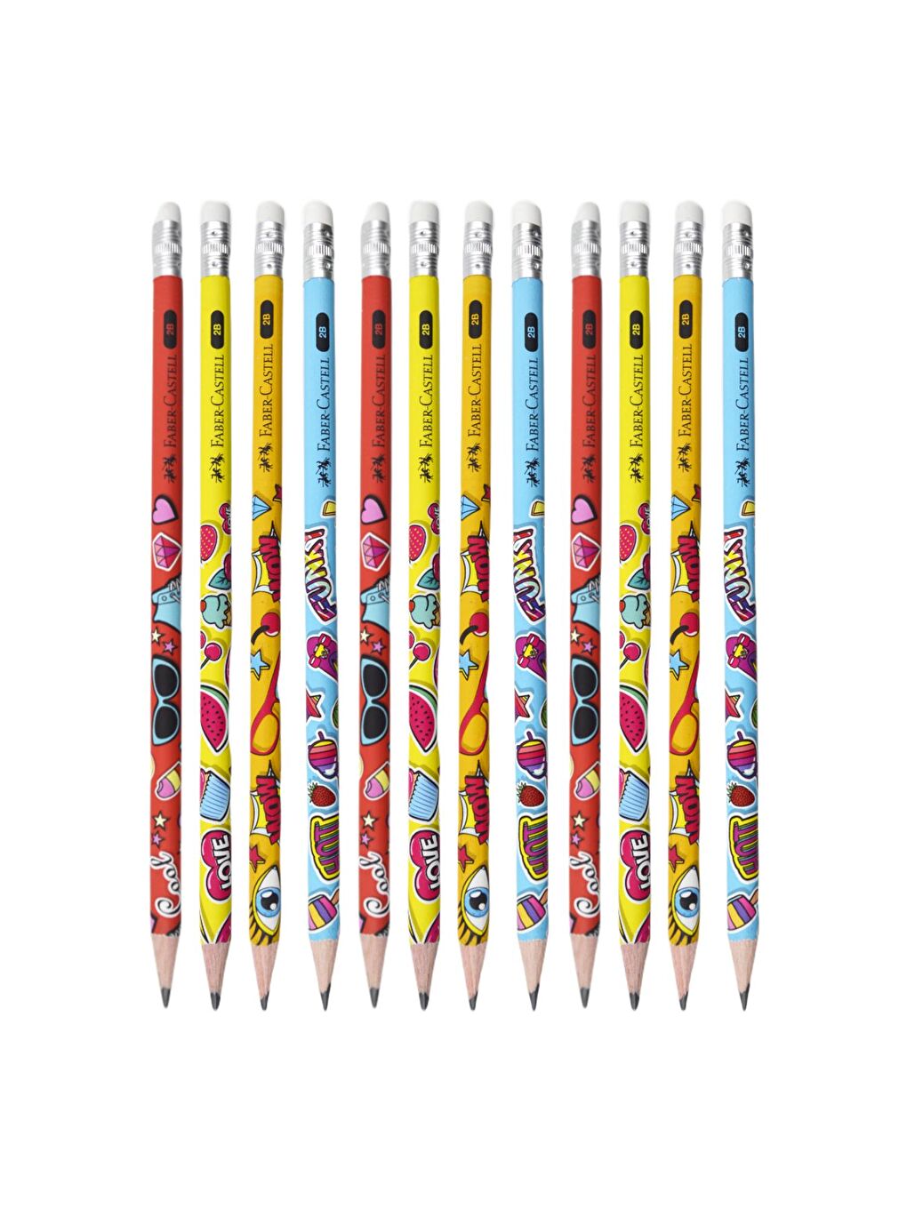 FABER CASTELL Siyah Popart 2B Silgili Kurşun Kalem 12 Adet 16877