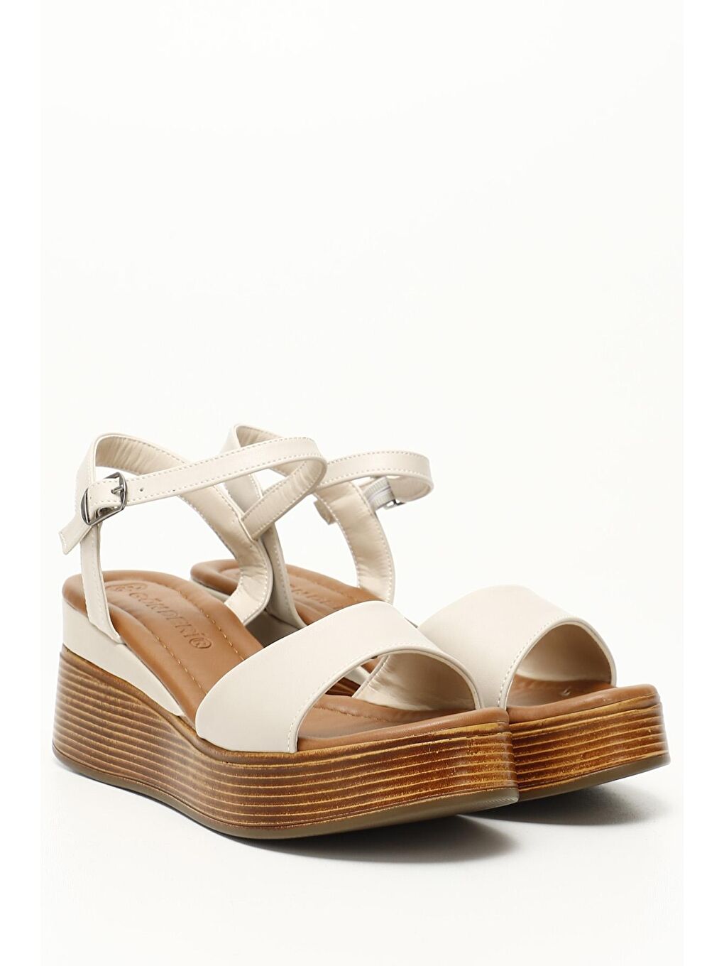 Bej BEJ  Dolgu Topuklu Kadın Sandalet 35708-1