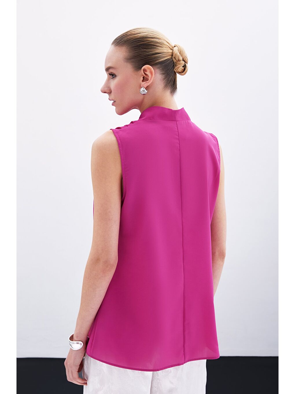 Hakim Yaka Kolsuz Bluz - Fuşya-6