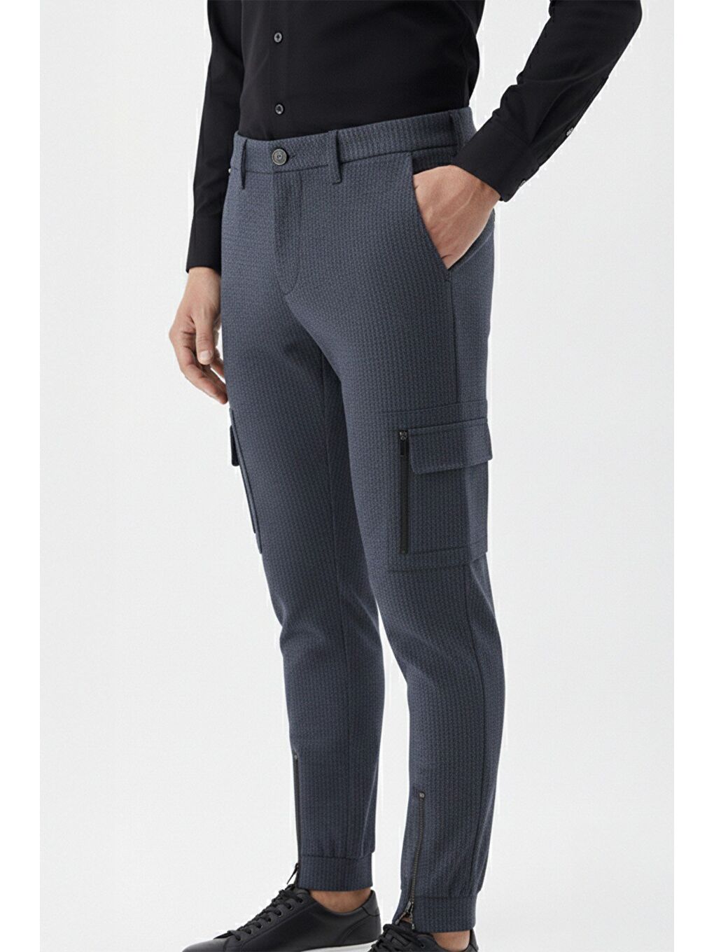 Lacivert Giotelli Erkek Lastikli Paça Yan Cepli Pantolon-1