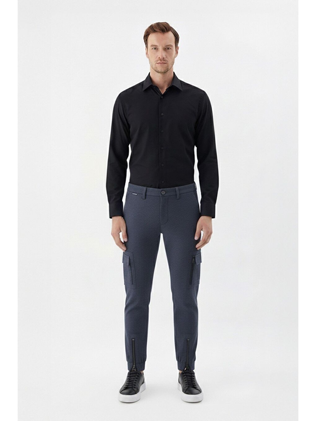 Lacivert Giotelli Erkek Lastikli Paça Yan Cepli Pantolon-3