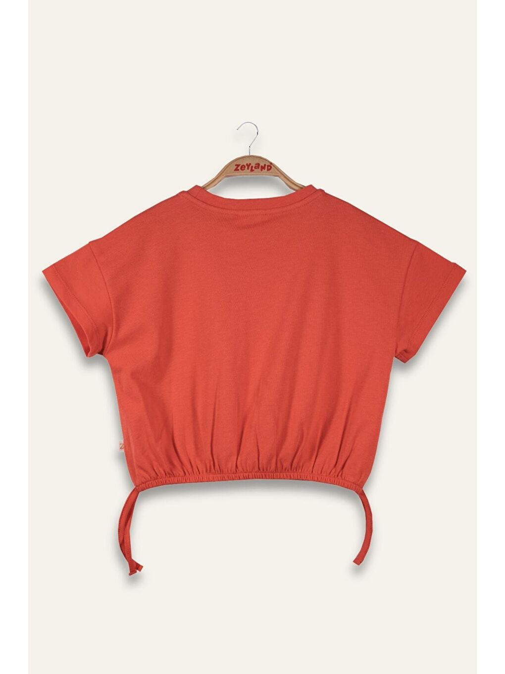 Kırmızı Kız Çocuk Hawai Baskılı Crop T-Shirt - Coral-1