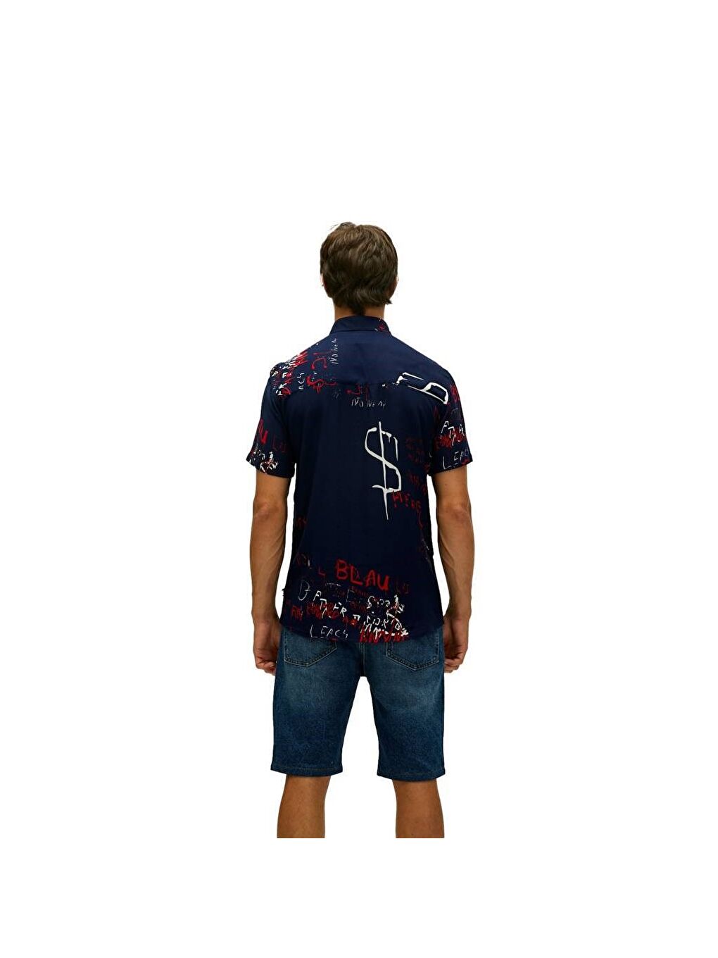 Lost Erkek Lacivert Kısa Kollu Gömlek-1