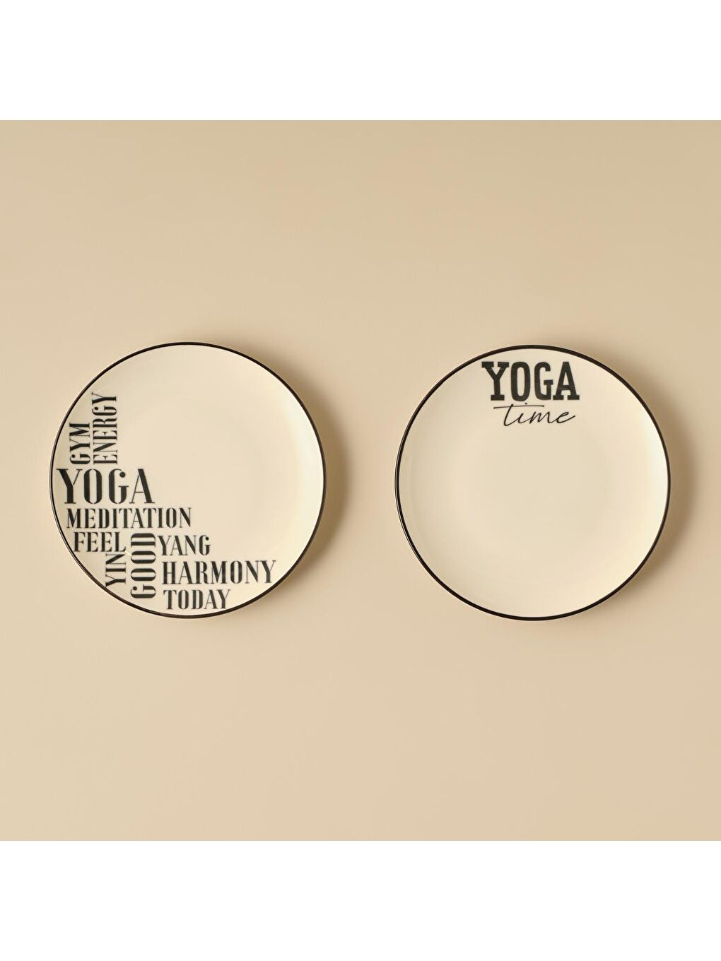 Yoga Stoneware Motto Pasta Tabağı 4'lü Siyah-1