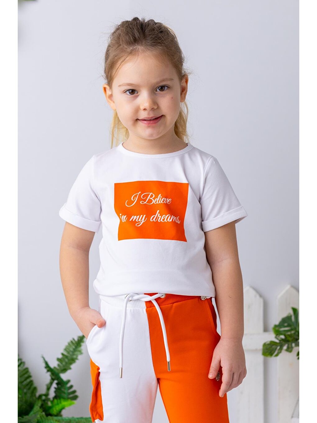 Kız Çocuk Yazı Baskılı T-Shirt - Beyaz