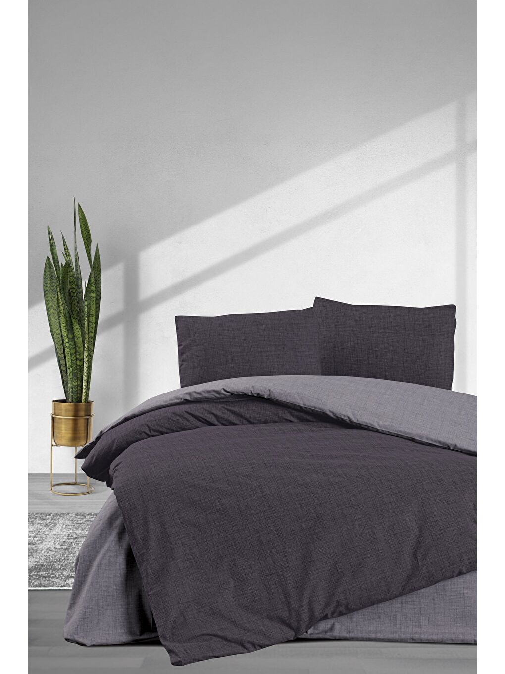 Simple Fitted Tek Kişilik Nevresim Takımı 3 Parça Gri