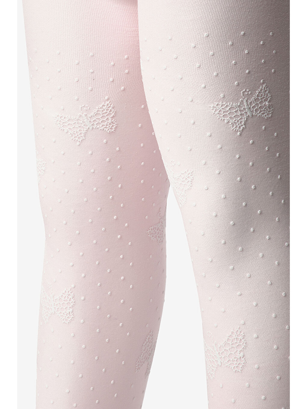 Pembe Puanlı ve Kelebek Desenli Kız Çocuk Külotlu Çorap-1