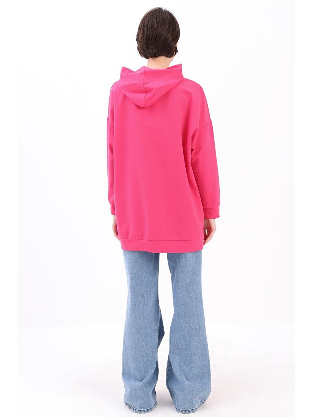 Fuşya Kapüşonlu Sweat Tunik-3