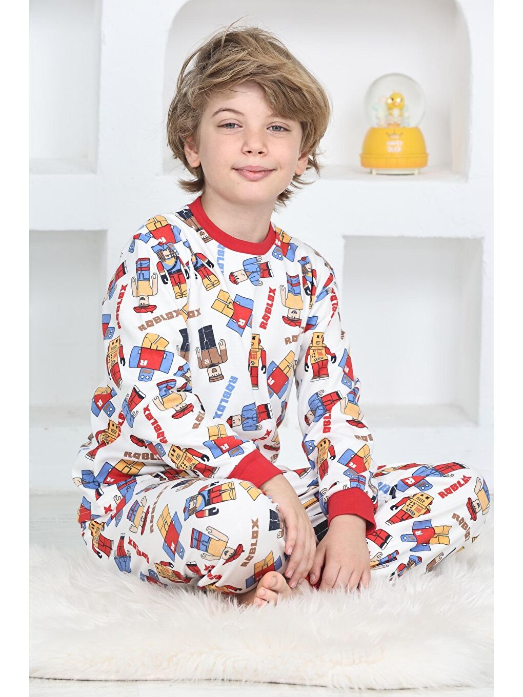 Kapi Kids Beyaz Erkek Çocuk Baskılı Pijama Takımı 1-11 Yaş 4924-26 - 2