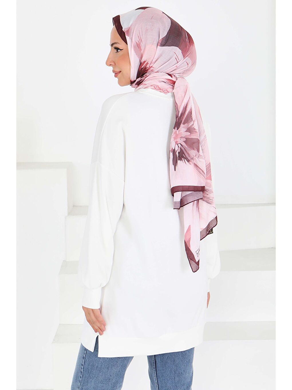 Çiçek İşlemeli Oysho Tunik Beyaz - 27672-3