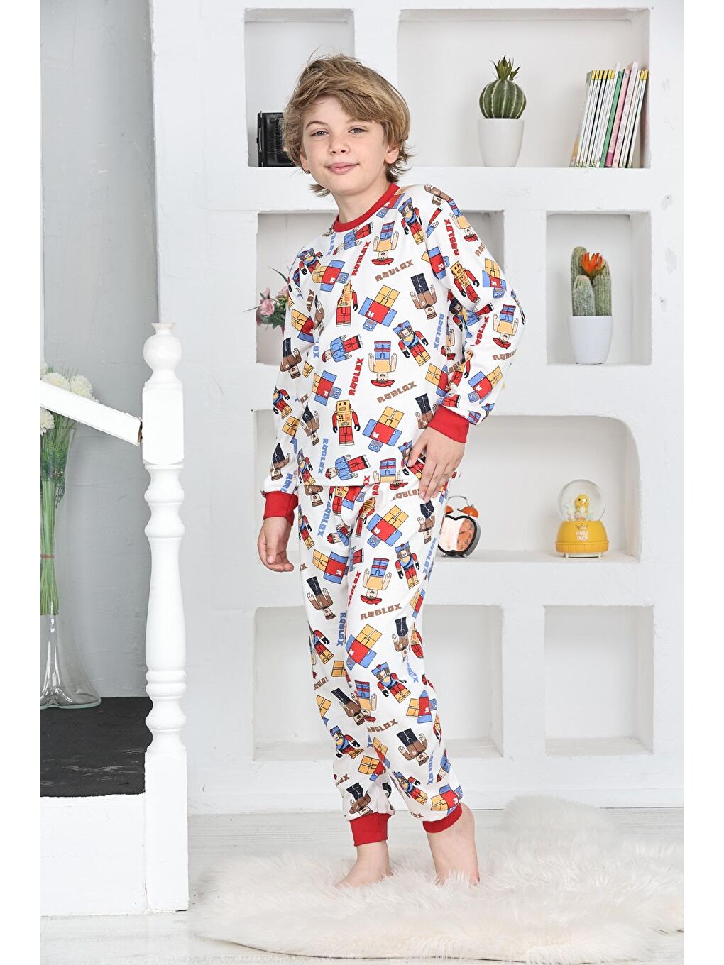 Kapi Kids Beyaz Erkek Çocuk Baskılı Pijama Takımı 1-11 Yaş 4924-26 - 4