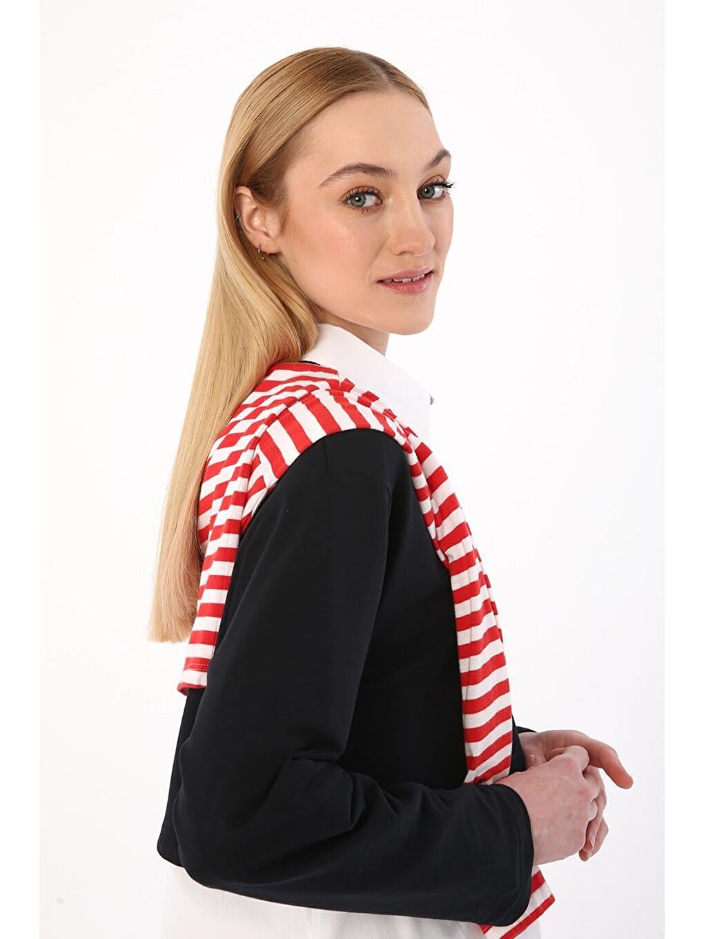 Lacivert01-Bisiklet Yaka Uzun Kollu Crop