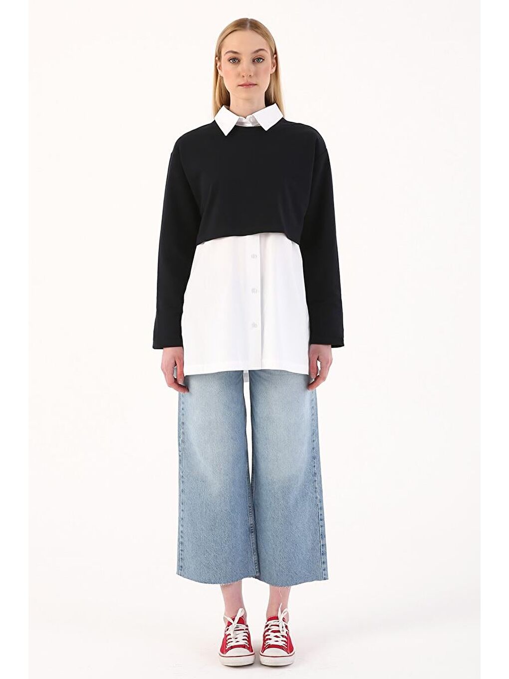 Lacivert01-Bisiklet Yaka Uzun Kollu Crop-1