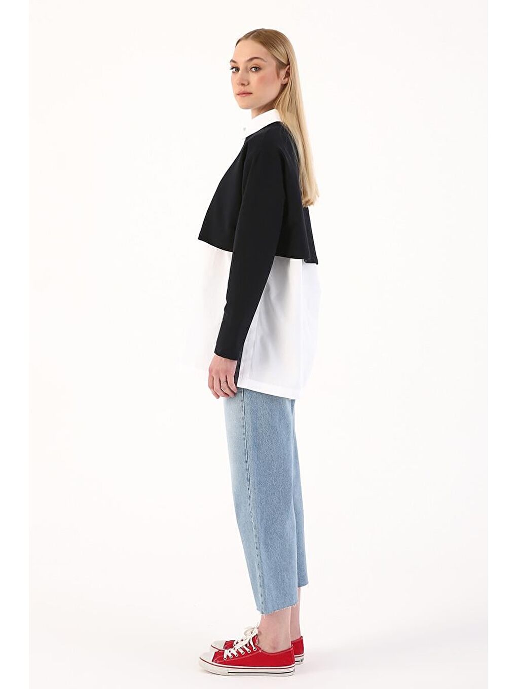 Lacivert01-Bisiklet Yaka Uzun Kollu Crop-2