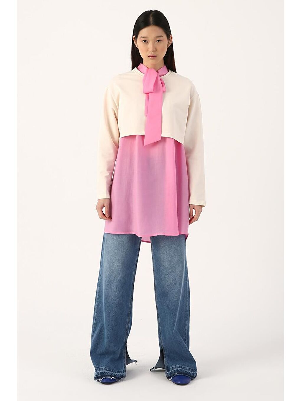 Ekru01-Bisiklet Yaka Uzun Kollu Crop-1