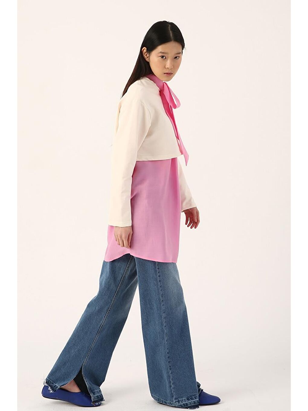 Ekru01-Bisiklet Yaka Uzun Kollu Crop-2