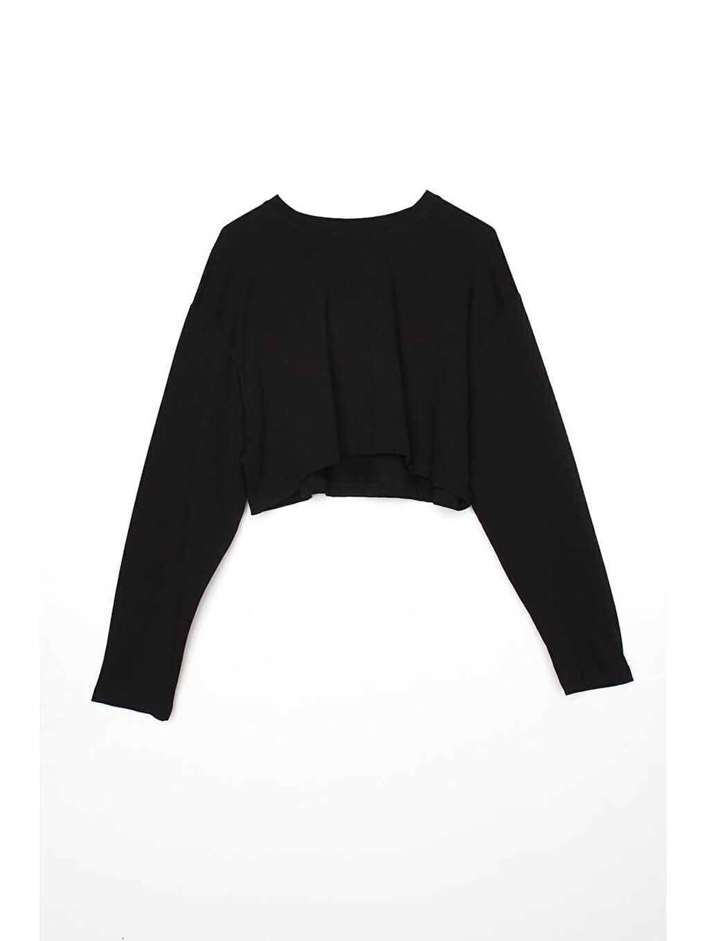 Siyah-Bisiklet Yaka Uzun Kollu Crop-6