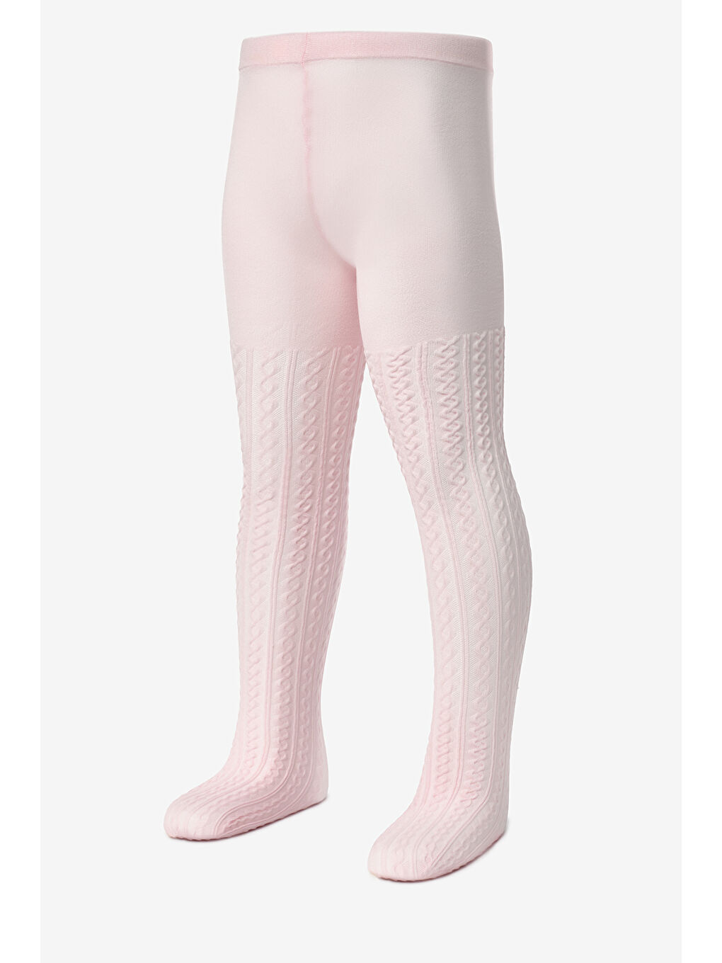 Pembe Örgü Desen Kız Çocuk Külotlu Çorap