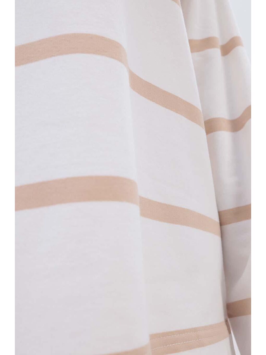 Bej-Ekru-Çizgili Sweatshirt-4