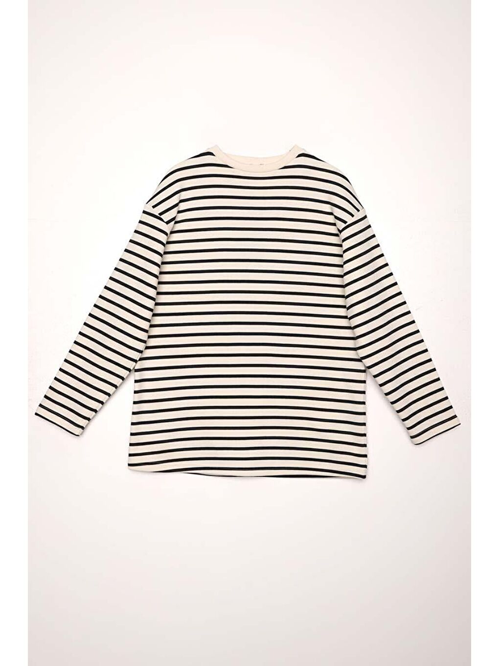 Lila Ekru-Siyah-Çizgili Oversize Sweatshirt-6