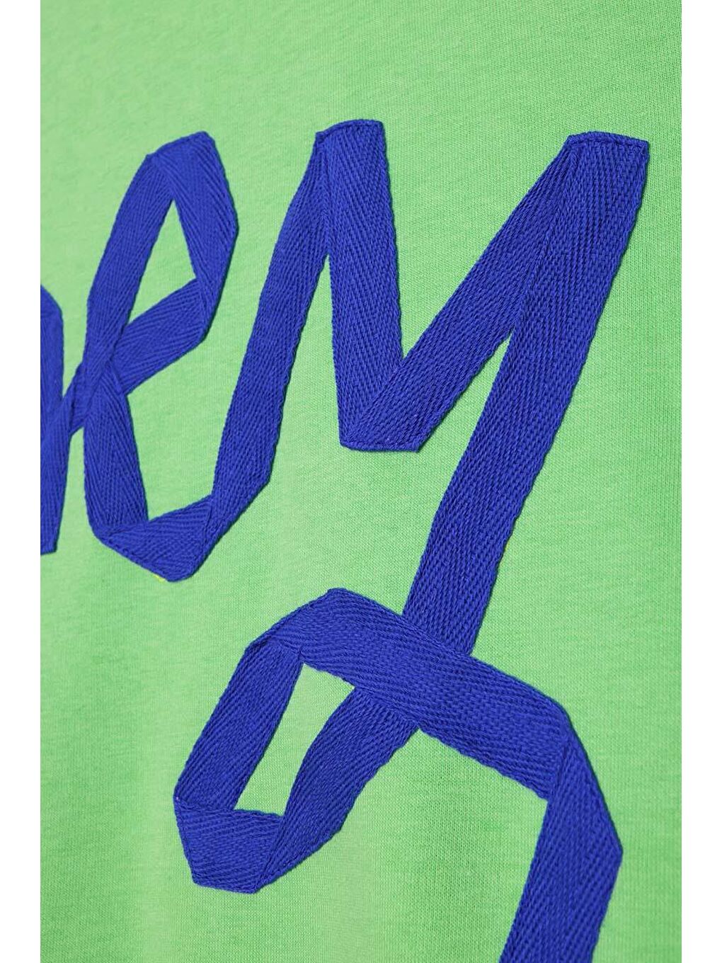 Neon Yeşil-Oversize Şardonlu Şerit Detaylı Sweatshirt-7