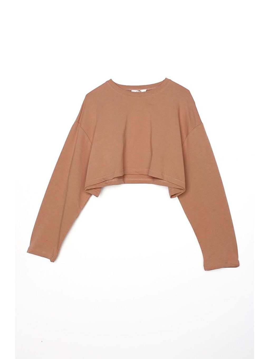 Koyu Bej-Bisiklet Yaka Uzun Kollu Crop-6