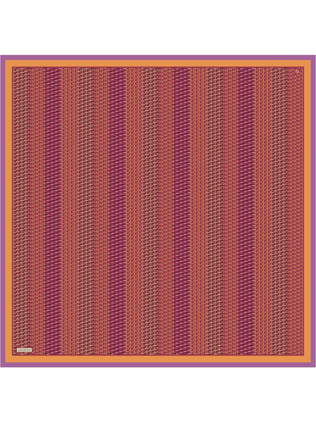 Turuncu Geometrik Desenli Saf İpek Sura Eşarp 9319 54-1