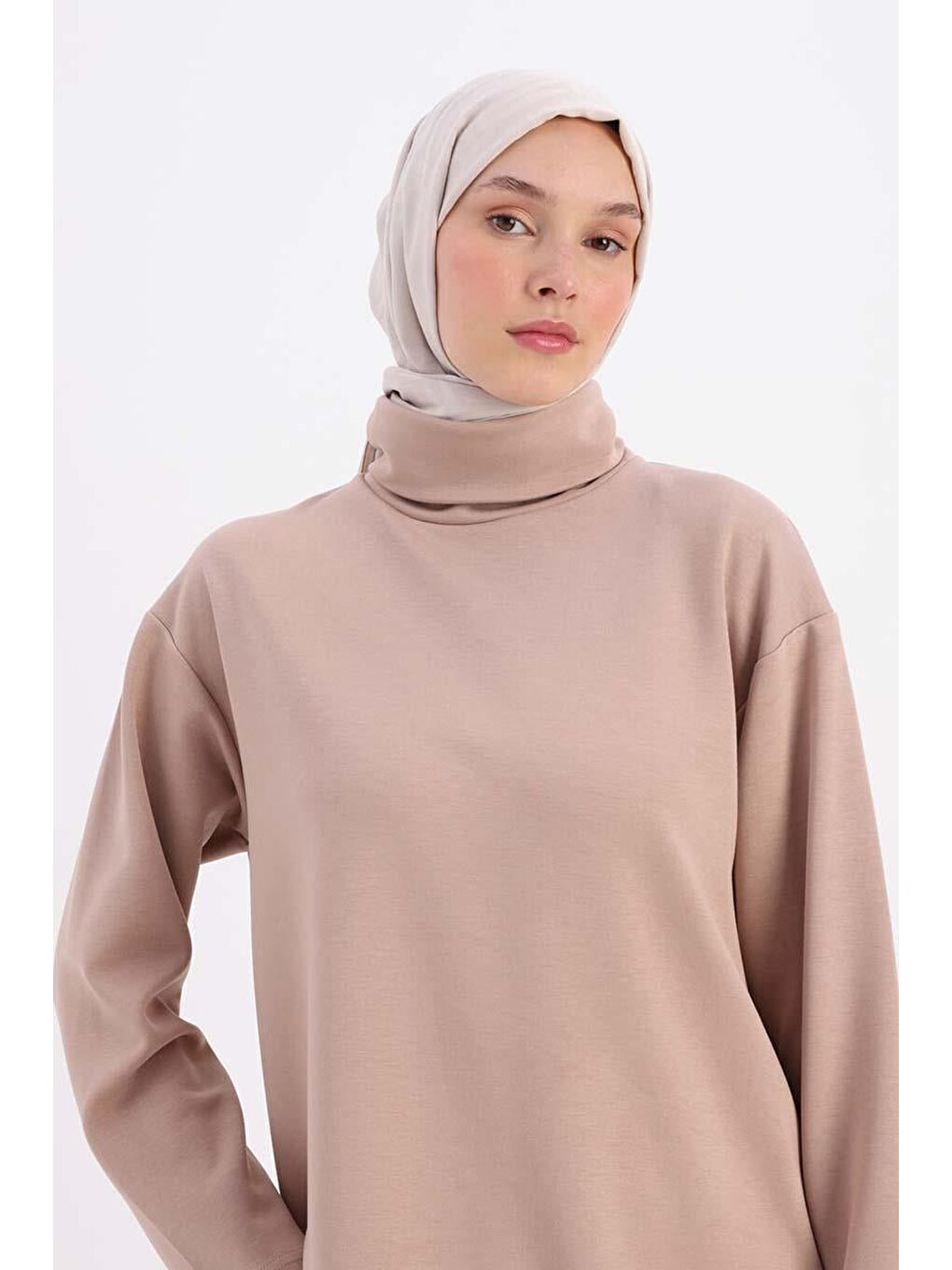 Bej Vizon-Balıkçı Yaka Tunik