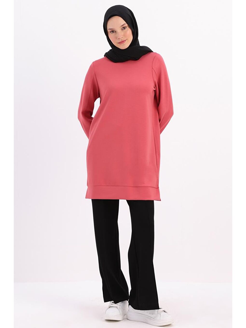 Pembe Açık Gül-Kolu Fermuarlı Tunik