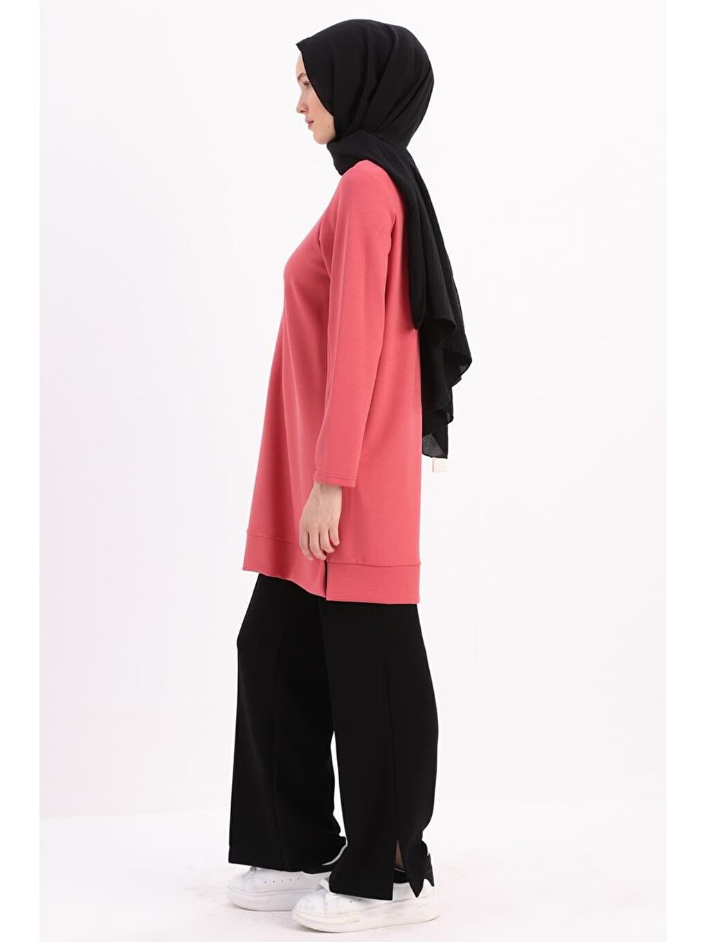 Pembe Açık Gül-Kolu Fermuarlı Tunik-2