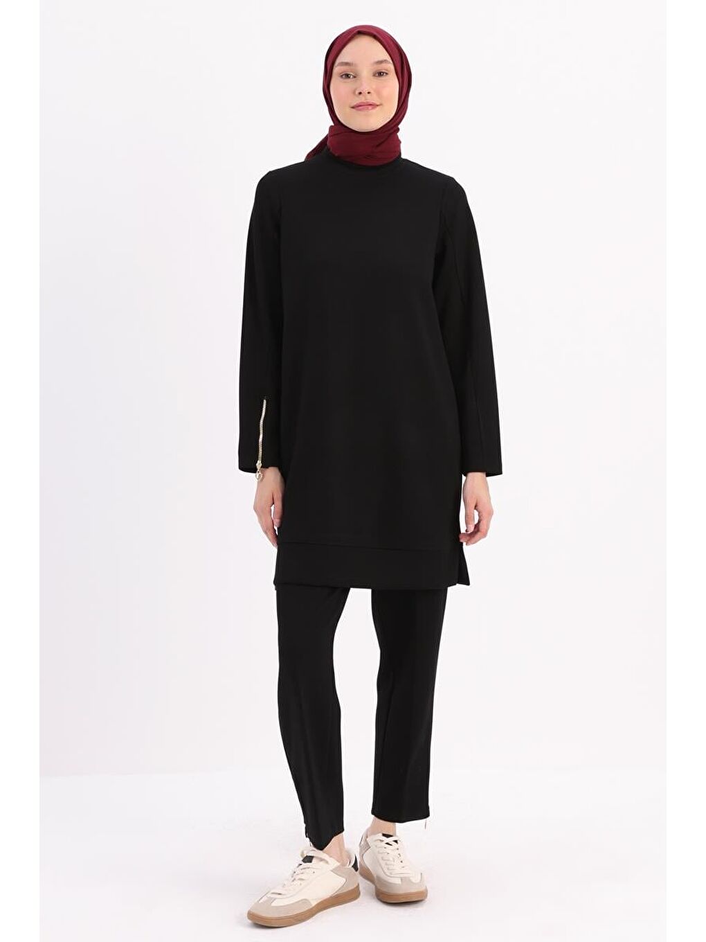 Siyah-Kolu Fermuarlı Tunik-1