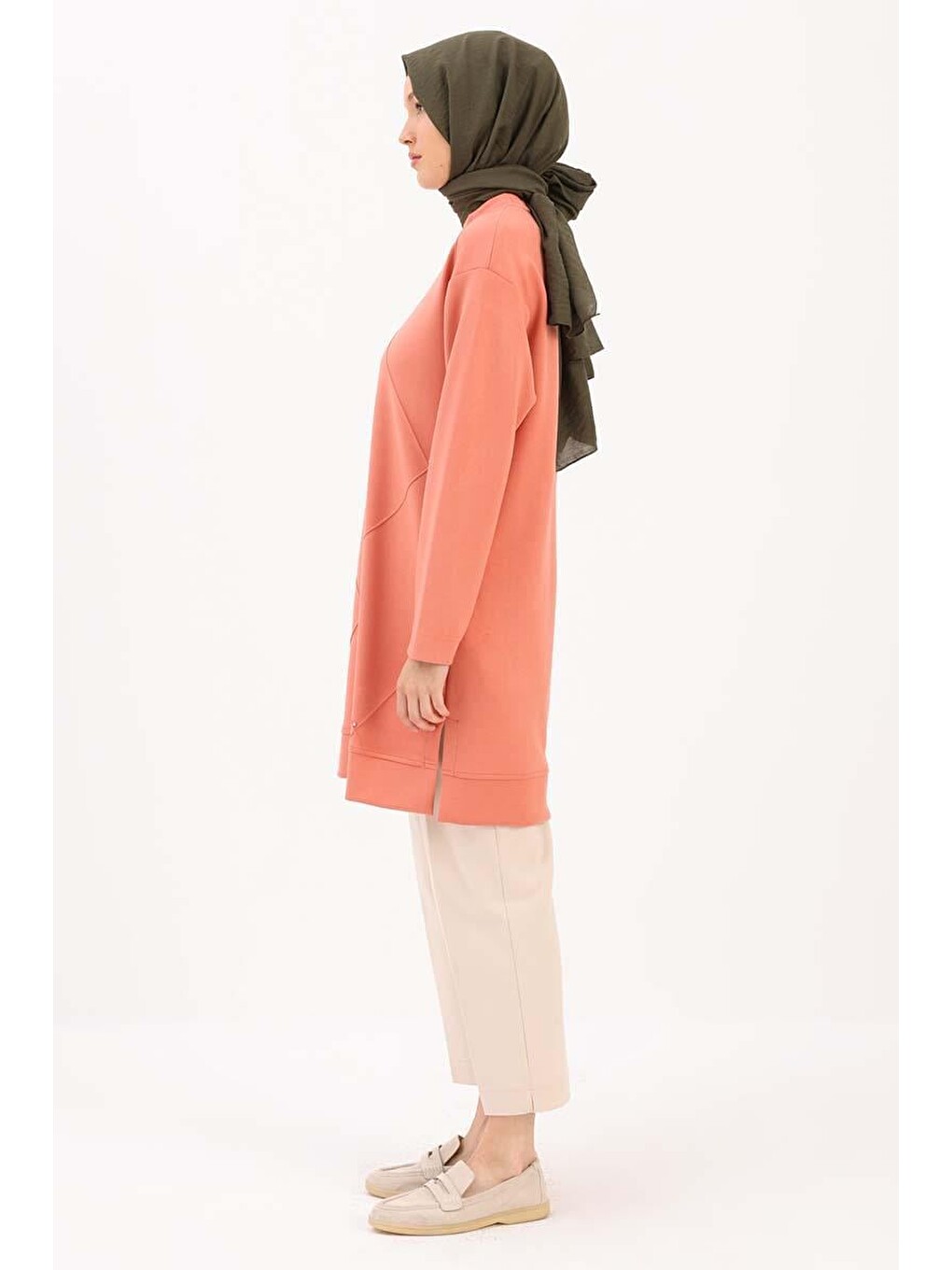 Pembe Somon-taşlı Geometrik Çima Detaylı Tunik-2