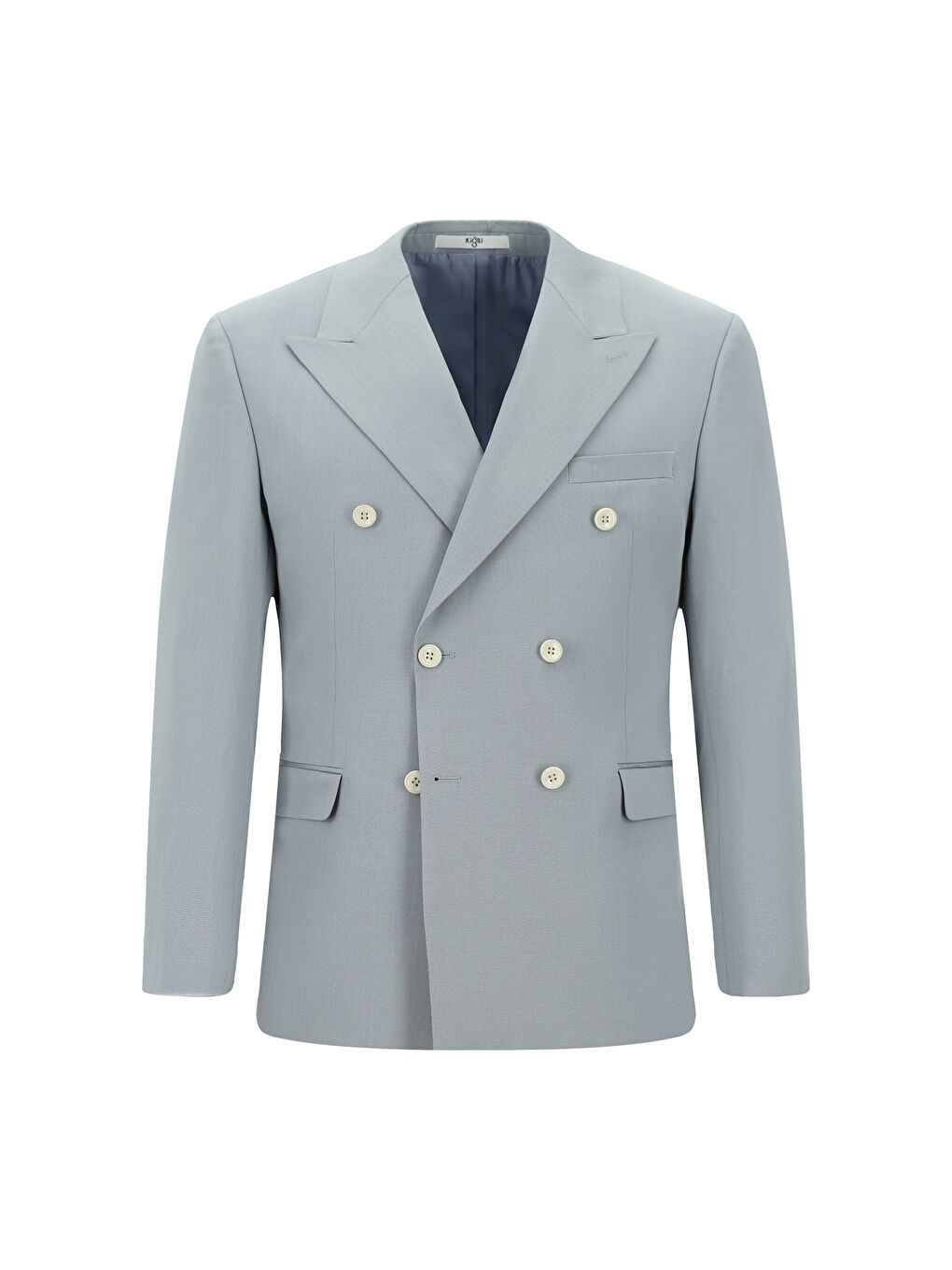 Gri Slim Fit Dar Kesim Pamuklu Lyocell Kruvaze Takım Elbise-5